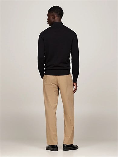 Tommy Hilfiger Erkek Regular Fit Dik Yaka Uzun Kollu Siyah Kazak MW0MW28049-BDS