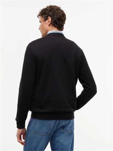 Tommy Hilfiger Erkek Regular Fit Pamuklu Logo Detaylı Bisiklet Yaka Uzun Kollu Siyah Sweatshirt MW0MW44938-BDS