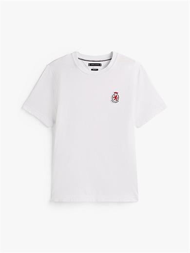 Tommy Hilfiger Erkek Regular Fit Yuvarlak Yakalı Logo Kabartmalı %100 Pamuklu Kısa Kollu Beyaz T-Shirt MW0MW40024-YBR