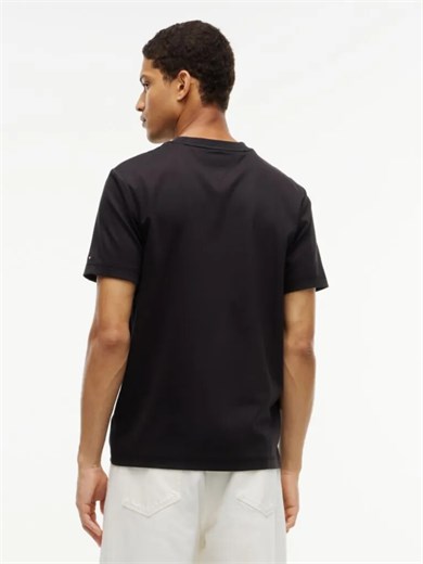 Tommy Hilfiger Erkek Regular Fit Esnek Pamuklu İnterlok Örme Logolu Bisiklet Yaka Kısa Kollu Siyah T-Shirt MW0MW44880-BDS