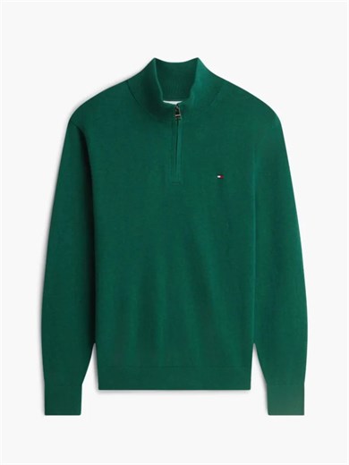 Tommy Hilfiger Erkek Regular Fit Dik Yaka Uzun Kollu Yeşil Kazak MW0MW28049-MQ7