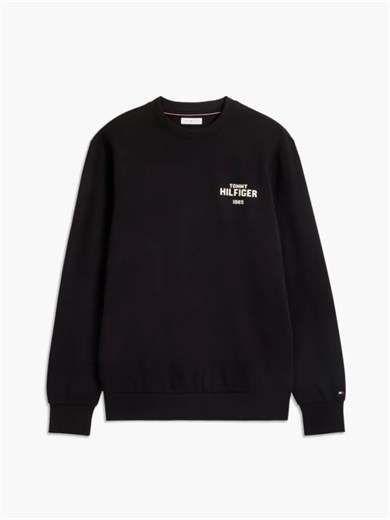 Tommy Hilfiger Erkek Regular Fit Pamuklu Logo Detaylı Bisiklet Yaka Uzun Kollu Siyah Sweatshirt MW0MW44938-BDS