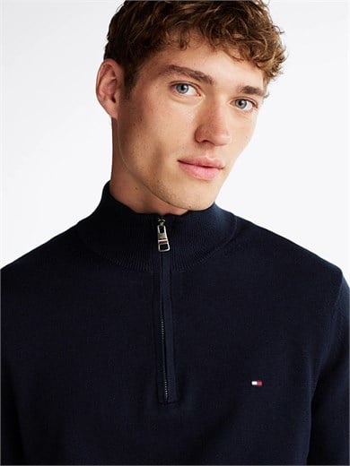 Tommy Hilfiger Erkek Regular Fit Dik Yaka Uzun Kollu Mavi Kazak MW0MW28049-DW5