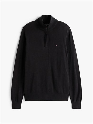 Tommy Hilfiger Erkek Regular Fit Dik Yaka Uzun Kollu Siyah Kazak MW0MW28049-BDS