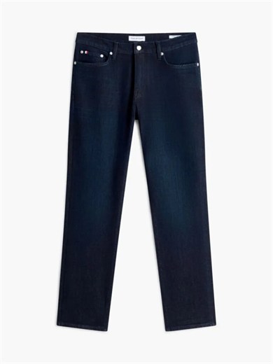Tommy Hilfiger Erkek Slim Fit Düz Paça Esnek Denim Önü Soluk Yıkamalı Beş Cepli Mavi Jeans MW0MW44924-1BM