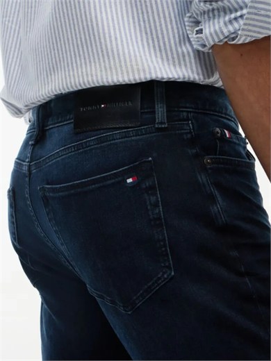 Tommy Hilfiger Erkek Slim Fit Esnek Denim Önü Soluk Yıkamalı Beş Cepli Mavi Jeans MW0MW45186-1BT