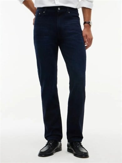 Tommy Hilfiger Erkek Slim Fit Düz Paça Esnek Denim Önü Soluk Yıkamalı Beş Cepli Mavi Jeans MW0MW44924-1BM