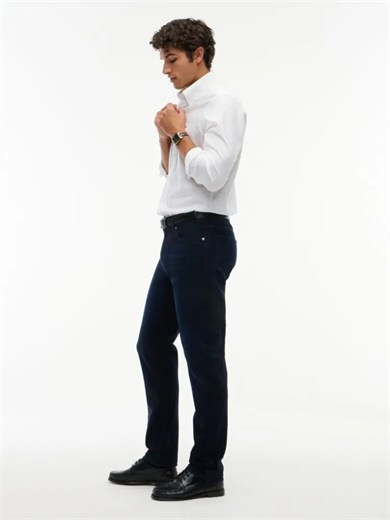 Tommy Hilfiger Erkek Slim Fit Düz Paça Esnek Denim Önü Soluk Yıkamalı Beş Cepli Mavi Jeans MW0MW44924-1BM