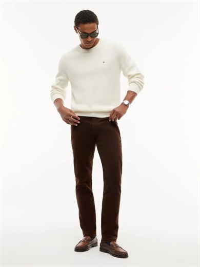 Tommy Hilfiger Erkek Slim Fit Düz Paça Esnek Denim Parça Boyalı Beş Cepli Kahverengi Jeans MW0MW44914-GOP