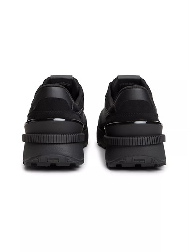 Tommy Hilfiger Erkek Süet ve Tekstil Karma Yüzey Logolu Koşu Tarzı Siyah Sneaker EM0EM01775-0GJ