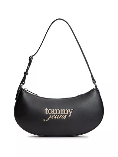 Tommy Hilfiger Kadın Ayarlanabilir Askılı Kabartma Logolu Fermuarlı Siyah Çanta AW0AW19047-BDS