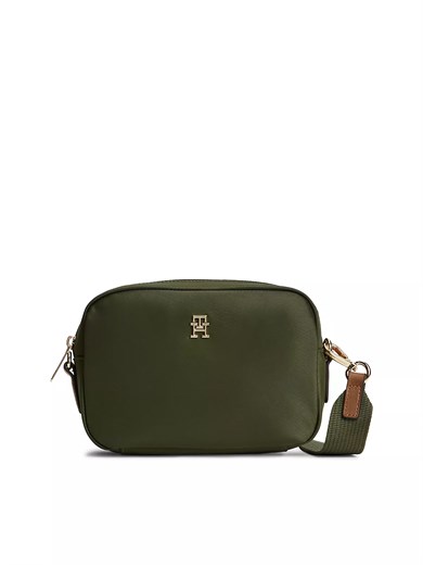 Tommy Hilfiger Kadın Ayarlanabilir Omuz Askılı TH Monogram Logolu Yeşil Omuz Çantası AW0AW17704-MRZ
