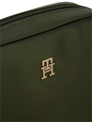 Tommy Hilfiger Kadın Ayarlanabilir Omuz Askılı TH Monogram Logolu Yeşil Omuz Çantası AW0AW17704-MRZ