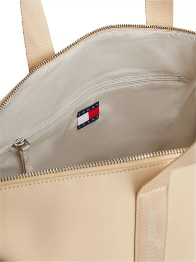 Tommy Hilfiger Kadın Bayrak Logo Detaylı Fermuarlı Bej Çanta AW0AW19046-AES