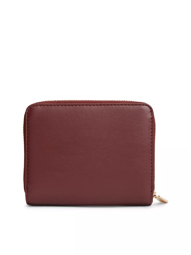 Tommy Hilfiger Kadın Çakıl Taneli Yüzey TH Monogram Logolu Fermuarlı ve Çıtçıt Kapamalı Bordo Cüzdan AW0AW17742-XUT