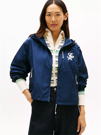 Tommy Hilfiger Kadın Dayanıklı İnce Kumaşlı Kapüşonlu Rahat Kalıp Lacivert Ceket WW0WW47769-C1G