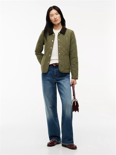 Tommy Hilfiger Kadın Denim Kumaş Uzun Kol Düğme Kapama Yeşil Ceket WW0WW51513-MSH