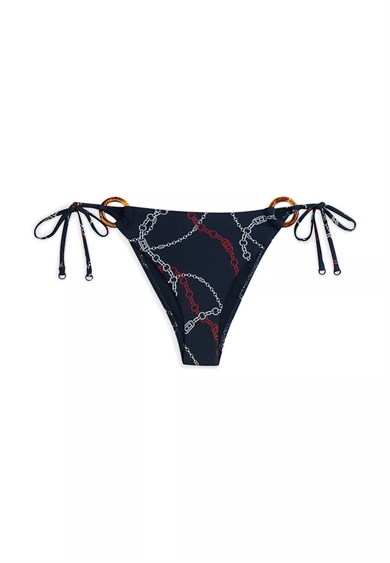 Tommy Hilfiger Kadın Desenli Halka Detaylı Lacivert Bikini Altı UW0UW06395-0YJ