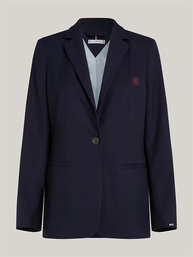 Tommy Hilfiger Kadın Dik Yaka Yalıtımlı Marka Logolu Fermuarlı Lacivert Bluz WW0WW39977-DW5