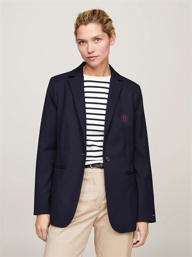 Tommy Hilfiger Kadın Dik Yaka Yalıtımlı Marka Logolu Fermuarlı Lacivert Bluz WW0WW39977-DW5