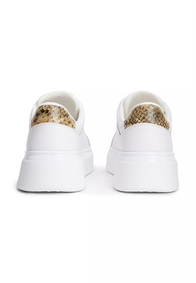 Tommy Hilfiger Kadın Düşük Bilekli TH Logo Detaylı Hakiki Deri Beyaz Sneaker FW0FW09456-YBS
