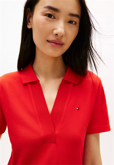 Tommy Hilfiger Kadın Gömlek Yakalı Bol Kol Detaylı Düğme Kapamalı Kırmızı Elbise WW0WW42567-SNE