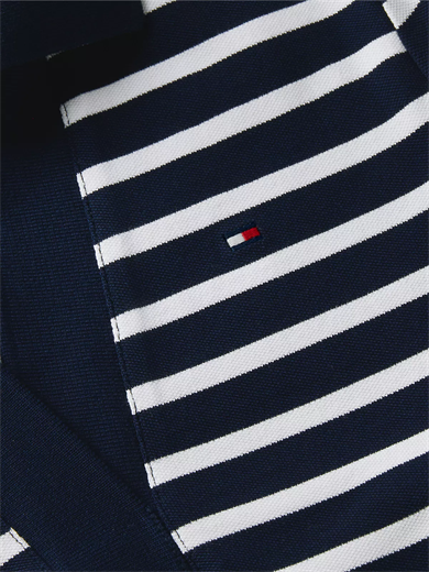 Tommy Hilfiger Kadın Gömlek Yakalı Bol Kol Detaylı Düğme Kapamalı Lacivert-Beyaz Elbise WW0WW42567-0X4