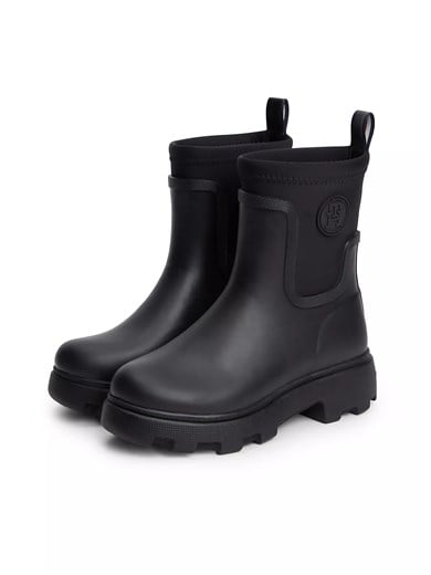 Tommy Hilfiger Kadın İçi Sıcak Astarlı Kauçuk Tırtıklı Tabanlı TH Monogramlı Siyah Bot & Bootie FW0FW09544-BDS