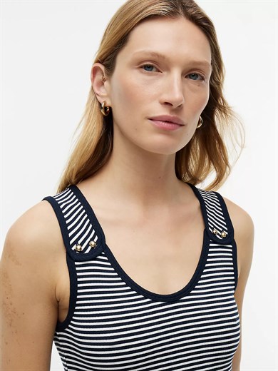 Tommy Hilfiger Kadın Kalın Askı Uzun Pileli Etek Dokuma Kumaş Lacivert Elbise WW0WW49939-0X4