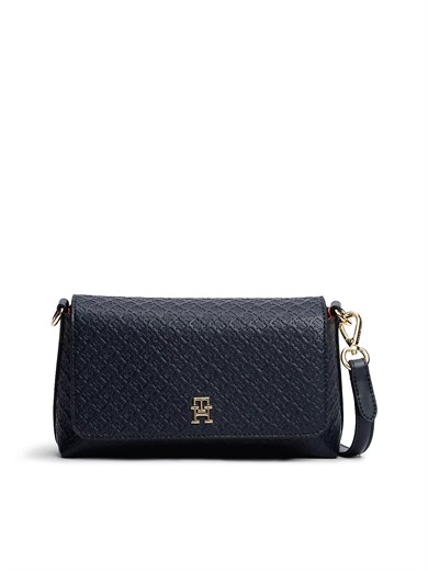 Tommy Hilfiger Kadın Kabartma Logo Desenli Manyetik Kapamalı Çıkarılabilir Çapraz Askılı Lacivert Omuz Çantası AW0AW18997-DW6
