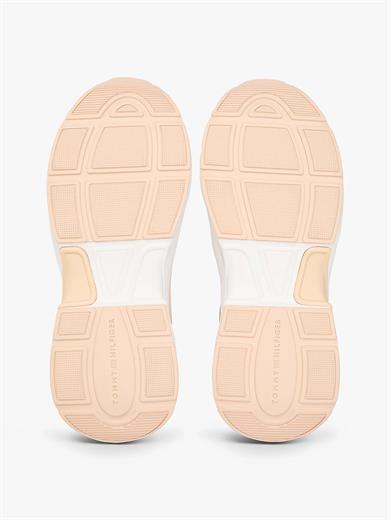 Tommy Hilfiger Kadın Kalın Topuk Deri Bağcıklı Rahat Taban Altın-Bej Sneaker FW0FW09204-0HV