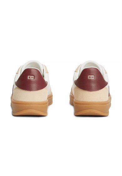 Tommy Hilfiger Kadın Kontrast Renk Geçişli Süet Detaylı Düşük Bilekli Hakiki Deri Kahverengi-Beyaz Sneaker FW0FW09497-0KS