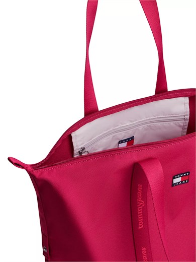 Tommy Hilfiger Kadın Logo Baskılı Uzun Askılı Fermuarlı İç Cepli Pembe Çanta AW0AW19039-TN6