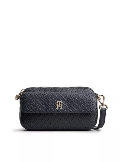 Tommy Hilfiger Tommy Hilfiger Kadın Logo Kabartmalı Çıkarılabilir Omuz Askılı Fermuarlı Lacivert Omuz Çantası AW0AW18922-DW6