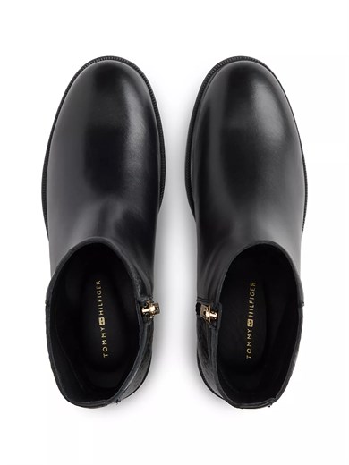 Tommy Hilfiger Kadın Logo Kabartmalı Deri Arka Yüzey Tokalı Bilek Kayışı Siyah Bot & Bootie FW0FW09672-BDS