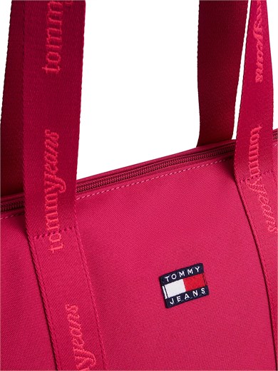 Tommy Hilfiger Kadın Logo Baskılı Uzun Askılı Fermuarlı İç Cepli Pembe Çanta AW0AW19039-TN6