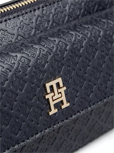 Tommy Hilfiger Kadın Logo Kabartmalı Çıkarılabilir Omuz Askılı Fermuarlı Lacivert Omuz Çantası AW0AW18922-DW6