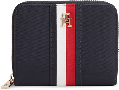 Tommy Hilfiger Kadın Logo Desenli Fermuarlı Banknot Bölmeli Lacivert Cüzdan AW0AW19164-DW6