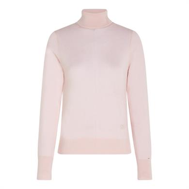 Tommy Hilfiger Kadın Logolu Yuvarlak Yakalı Uzun Kollu Günlük Kullanım Pembe Kazak WW0WW40982-TJQ