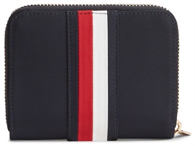 Tommy Hilfiger Kadın Logo Desenli Fermuarlı Banknot Bölmeli Lacivert Cüzdan AW0AW19164-DW6