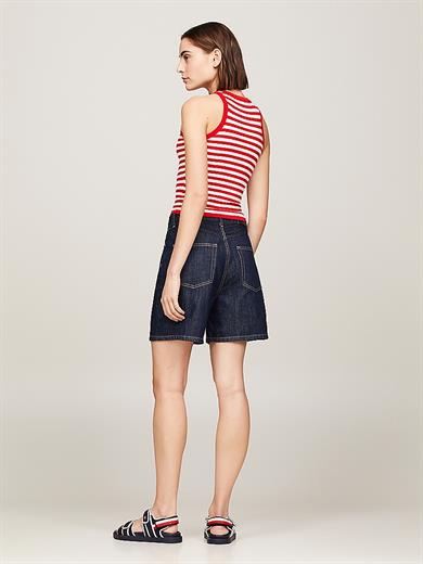 Tommy Hilfiger Kadın Logolu Yuvarlak Yakalı Uzun Kollu Günlük Kullanım Kırmızı Kazak WW0WW39920-03L
