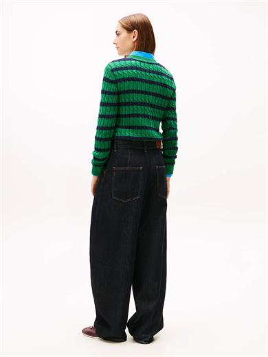 Tommy Hilfiger Kadın Rahat Kalıp Yüksek Bel Geniş Paça Lacivert Jeans WW0WW47683-1AP