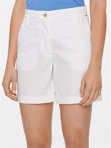 Tommy Hilfiger Kadın Rahat Kesim  Logolu Normal Kalıp Beyaz Şort WW0WW41769-YCF