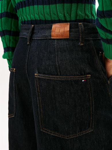 Tommy Hilfiger Kadın Rahat Kalıp Yüksek Bel Geniş Paça Lacivert Jeans WW0WW47683-1AP