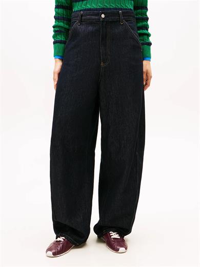 Tommy Hilfiger Kadın Rahat Kalıp Yüksek Bel Geniş Paça Lacivert Jeans WW0WW47683-1AP