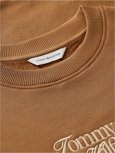 Tommy Hilfiger Kadın Regular Fit Bisiklet Yaka Uzun Kollu Kahverengi Sweatshirt WW0WW51598-GWJ