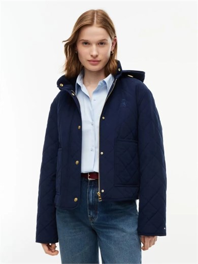 Tommy Hilfiger Kadın Regular Fit Kapüşonlu Yaka Uzun Kollu Lacivert Ceket WW0WW51512-C1G