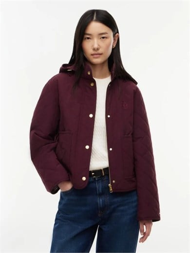 Tommy Hilfiger Kadın Regular Fit Kapüşonlu Yaka Uzun Kollu Bordo Ceket WW0WW51512-XIH