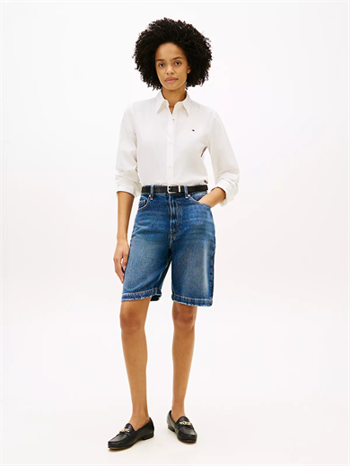 Tommy Hilfiger Kadın Regular Fit Klasik Yaka Uzun Kollu Mavi Şort WW0WW48597-1A6