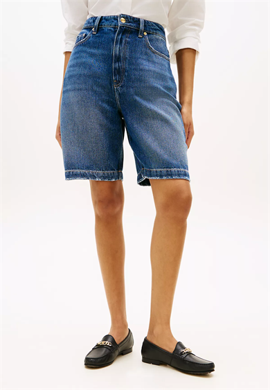 Tommy Hilfiger Kadın Regular Fit Klasik Yaka Uzun Kollu Mavi Şort WW0WW48597-1A6